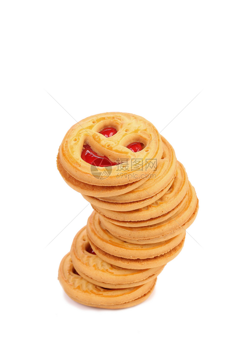 微笑饼干的堆叠眼睛表情糕点诱惑食物符号面包小吃甜点孩子们图片