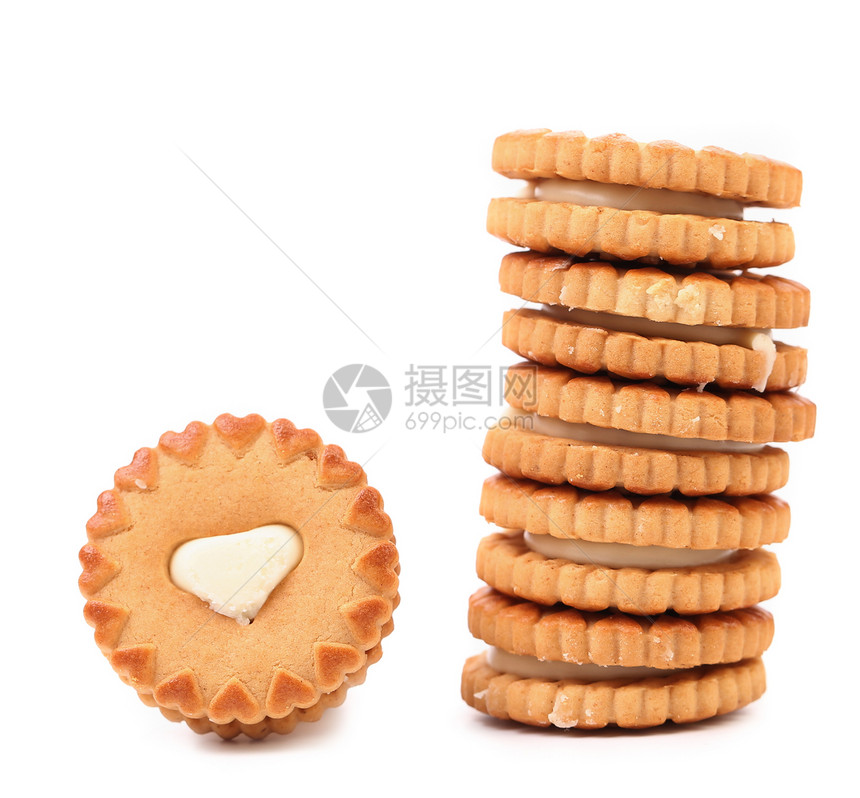 白心肠 饼干饼加填料糖果宏观水平奶油面包食物赌注美食可可圆圈图片