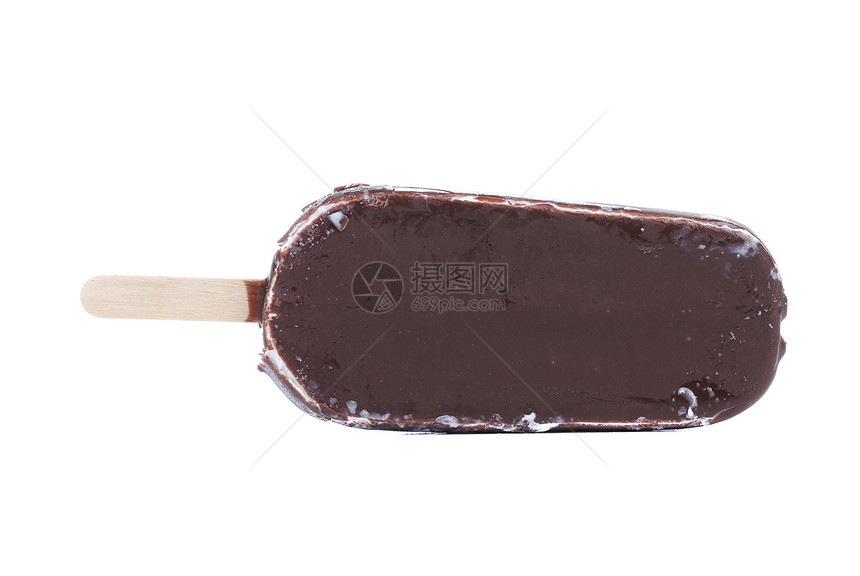 一根巧克力香草冰淇淋加在棍子上甜点食物涂层工业部分白色奶油调味品塞子糖霜图片