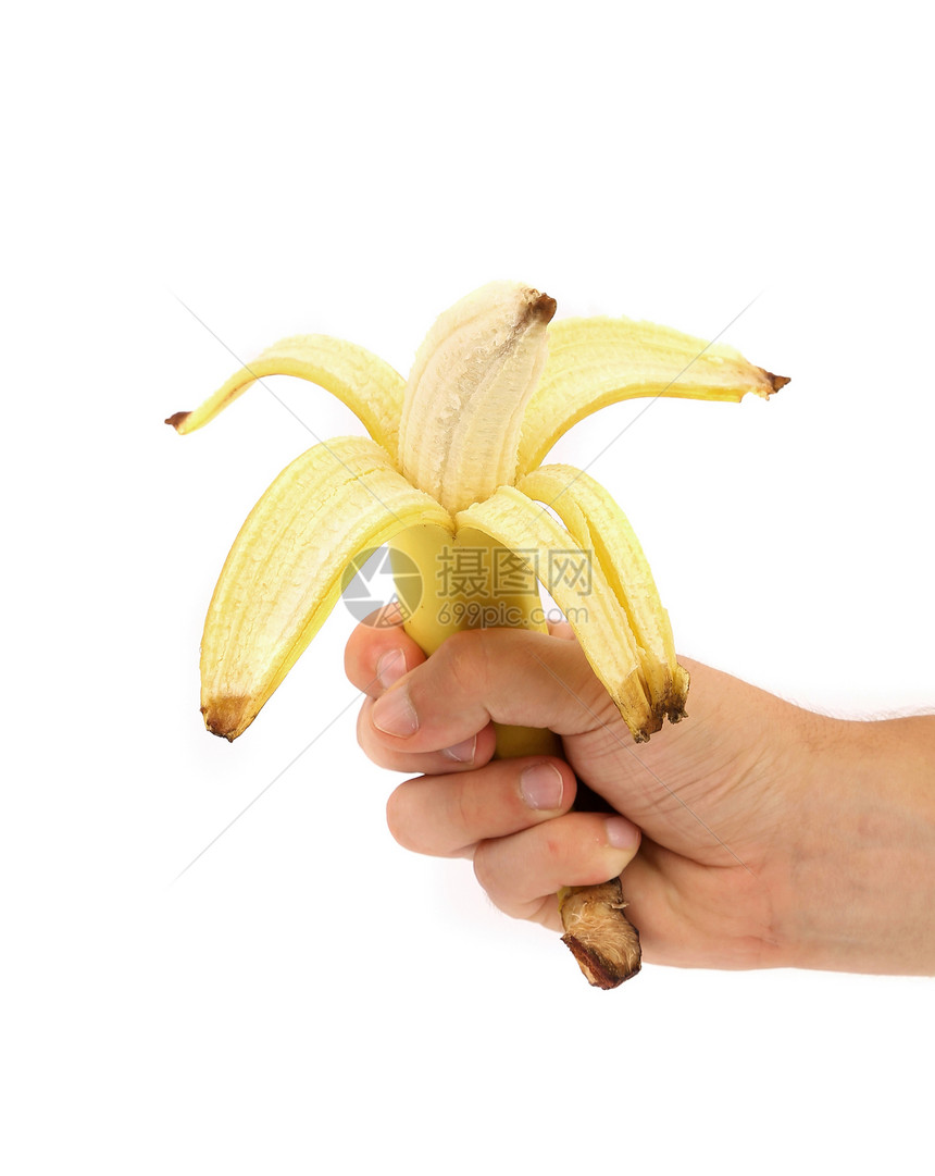 手握打开香蕉水果小吃热带蔬菜甜点早餐工作室农业饮食食物图片