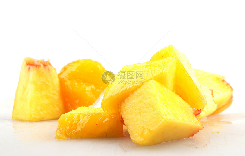 分离桃子金子饮食食物圆形团体水果油桃红色黄色白色图片