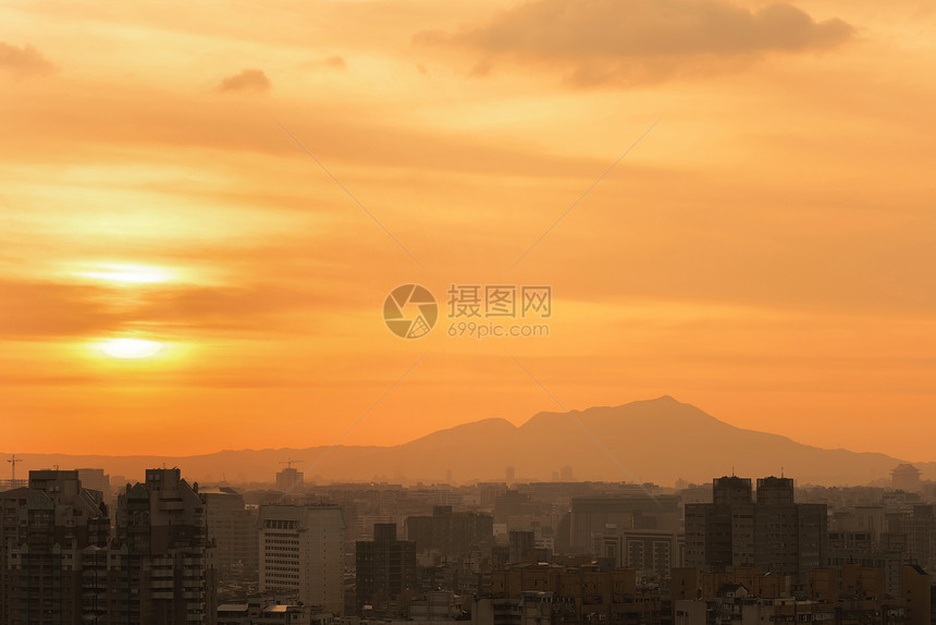 日落城市风景地标旅行天堂住宅建筑房子景观辉光首都建筑学图片