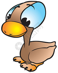 棕鸭剪贴动物农场小鸭子手绘动画片棕色家禽插图绘画背景图片