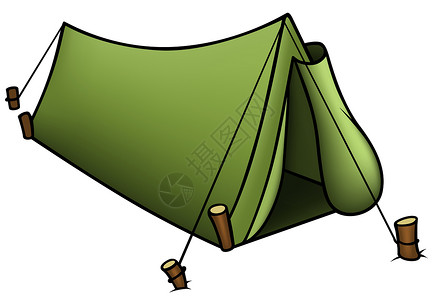 绿色帐篷插图手绘篷布旅游卡通片绘画剪贴背景图片