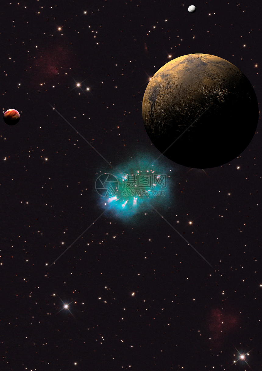 遥远的行星在空间里渲染灰尘气体星座活力星系敬畏场地插图图片