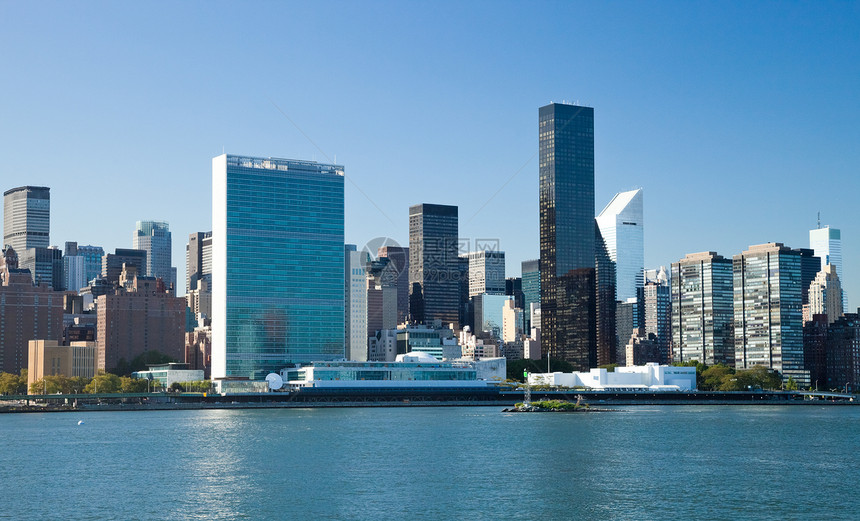 纽约市 联合国中央办事处 上城州市蓝色建筑学建筑摩天大楼木板住宅区天际国家建筑物世界图片