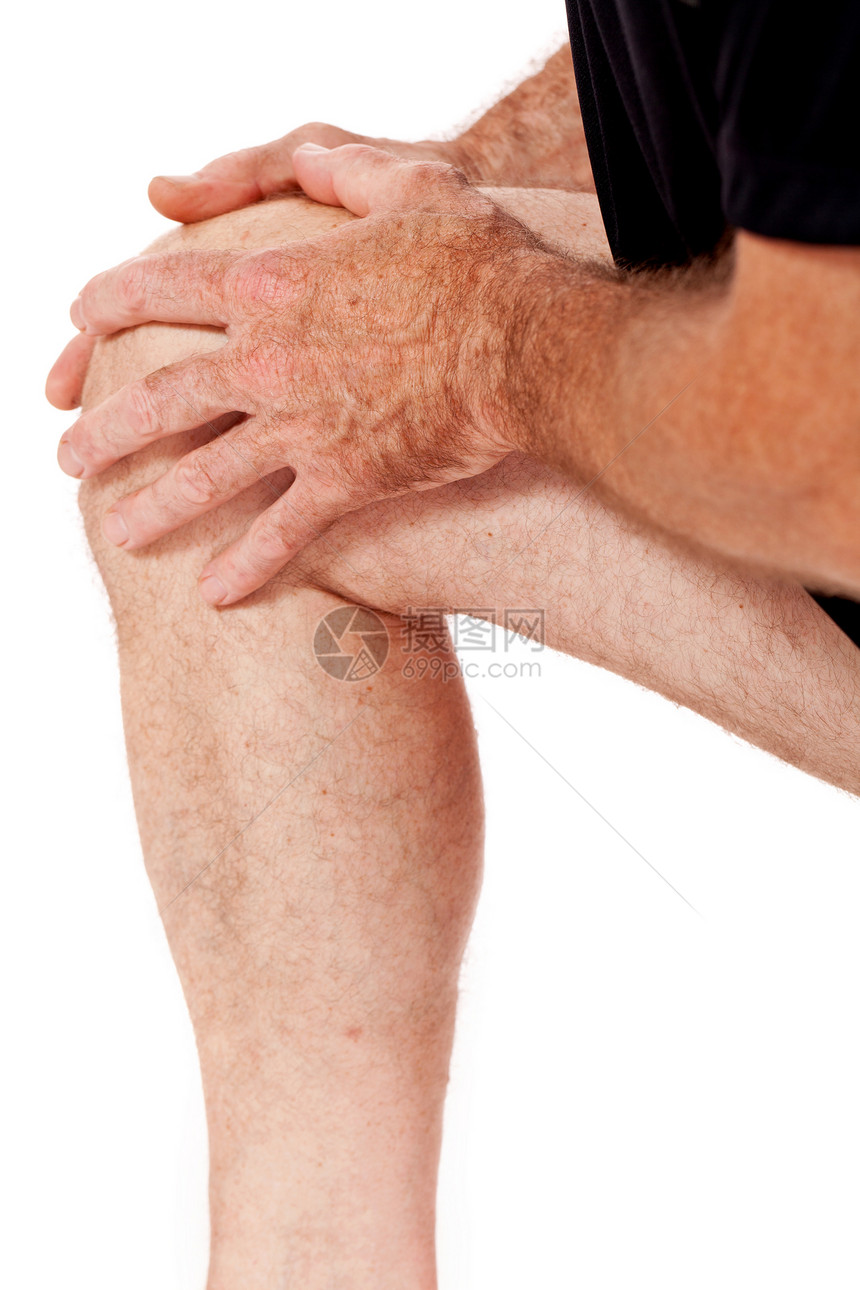 身穿运动服的成年有吸引力男子膝膝痛伤护膝成人骨科身体药品事故卫生症状伤害男性图片