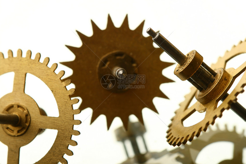 机械时钟装置力量宏观流动圆圈工程商业时间引擎工作古董图片