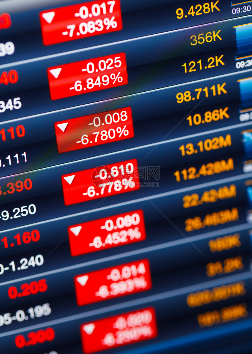 股票市场衰退投资警告数据风险戏剧性全球红色屏幕统计经济图片