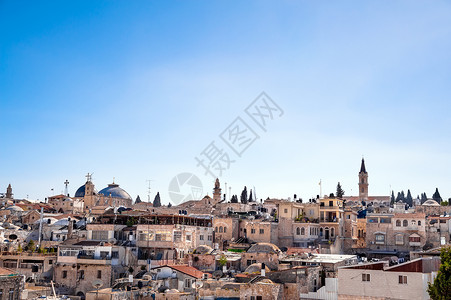 耶路撒冷旧城老的城市景观高清图片