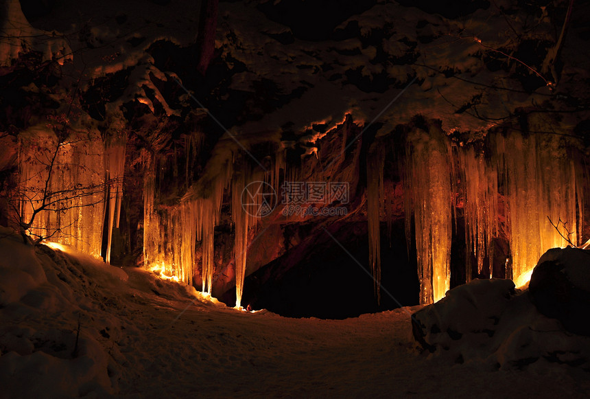 冰洞穴水晶生态勘探洞穴蓝色钟乳石石笋冰柱瀑布蜡烛图片