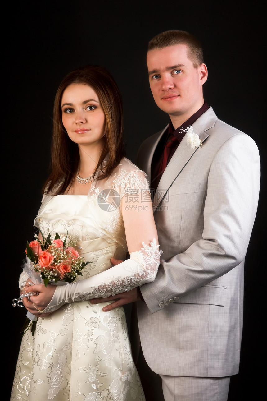 浪漫新婚快乐女士婚礼夫妻工作室婚姻白色女孩新娘裙子成人图片