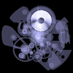 齿轮透明素材时钟机制 X光化成白色机器黑色计时器x光工业插图齿轮技术科学背景