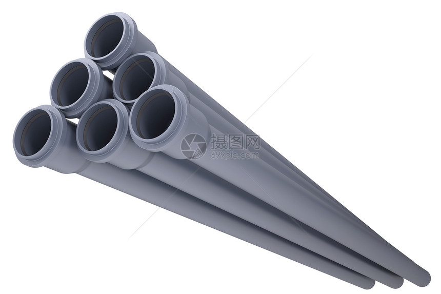灰PVC下水道管灰色白色补给品技术圆形配件管道管子维修引流图片