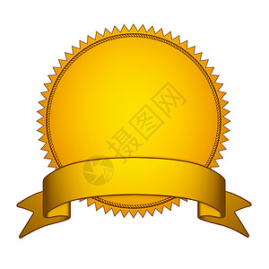 金色印章标签金金奖勋章证书标签印章金子印模徽章横幅丝带空白形状背景