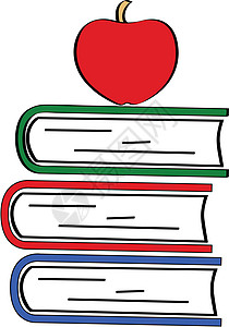 书籍和苹果卡通片艺术插图学生收藏学校背景图片