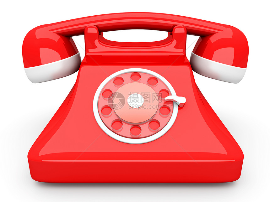 红色电话帮助白色技术讲话电缆塑料拨号电讯旋转商业图片