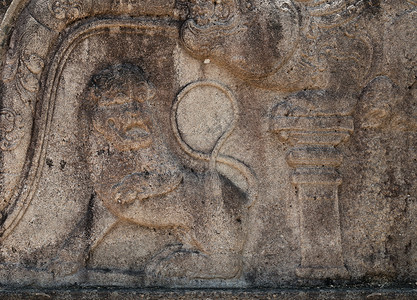 斯里兰卡Polonnaruwa的古老狮子雕刻石高清图片