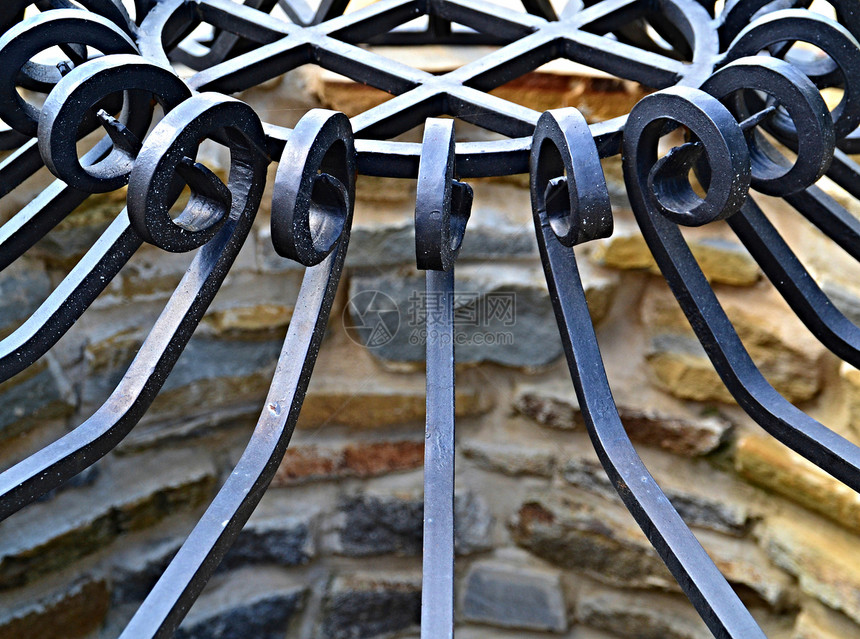 铁制铁金属建筑学花园艺术公园边界框架铁匠黑色栅栏格子图片