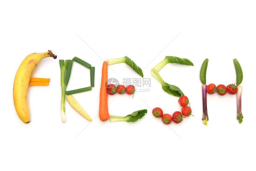 新鲜水果和蔬菜浆果香蕉食物排毒减肥洋葱营养杂货萝卜字母图片