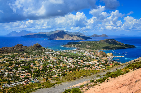 风神意大利西西里利帕里群岛的景观背景