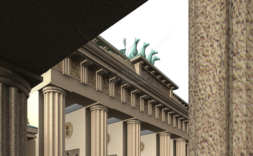 勃兰登堡4号门观光纪念碑渲染雕塑柱子首都建筑学技术视觉砂岩图片