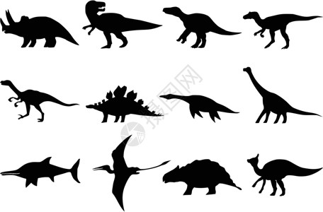 不同的恐龙集动物草图捕食者爬行动物恐龙剑龙怪物迅猛龙插图鱼龙背景图片