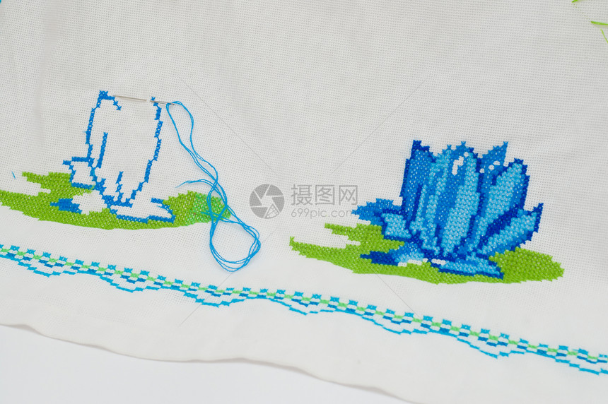 刺绣框架棉布缝纫叶子闲暇帆布针线活纺织品艺术创造力图片