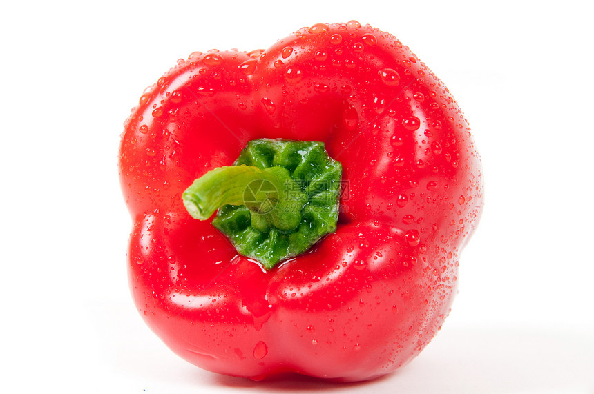 红辣椒 白色背景上隔绝有水滴的红胡椒美食蔬菜辣椒绿色厨房宏观营养食物烹饪红色图片