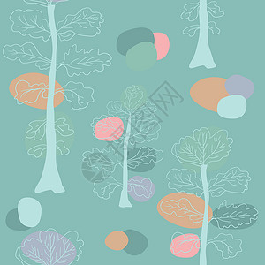 树图案粘贴树没有缝合的图案树木针叶林庆典生态墙纸纺织品正方形蓝色松树装饰品插画
