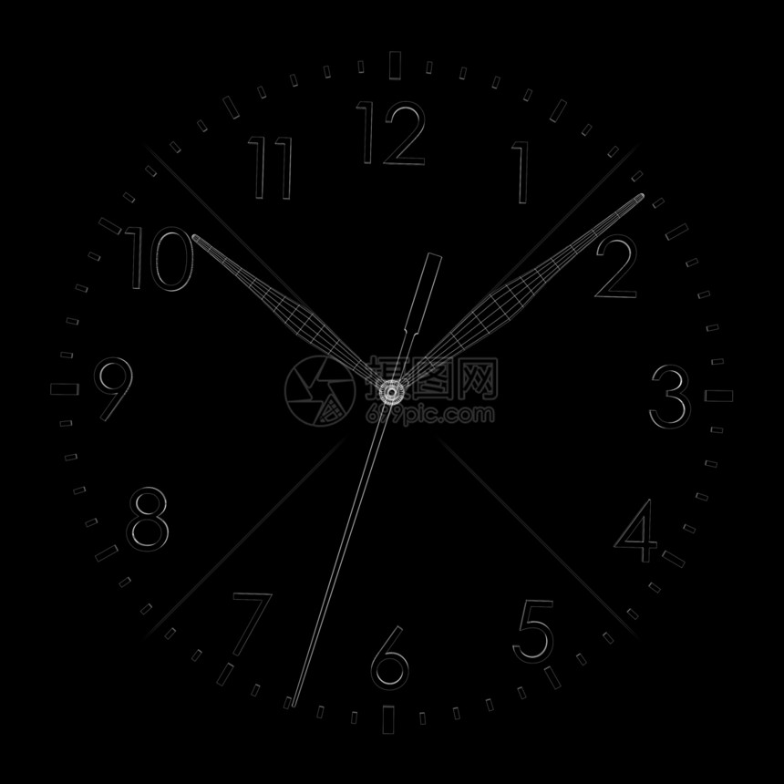 时钟面孔计时器机械小时时间黑色金属发条白色插图图片