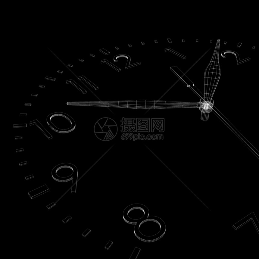 时钟面孔黑色金属发条时间机械白色插图计时器小时图片