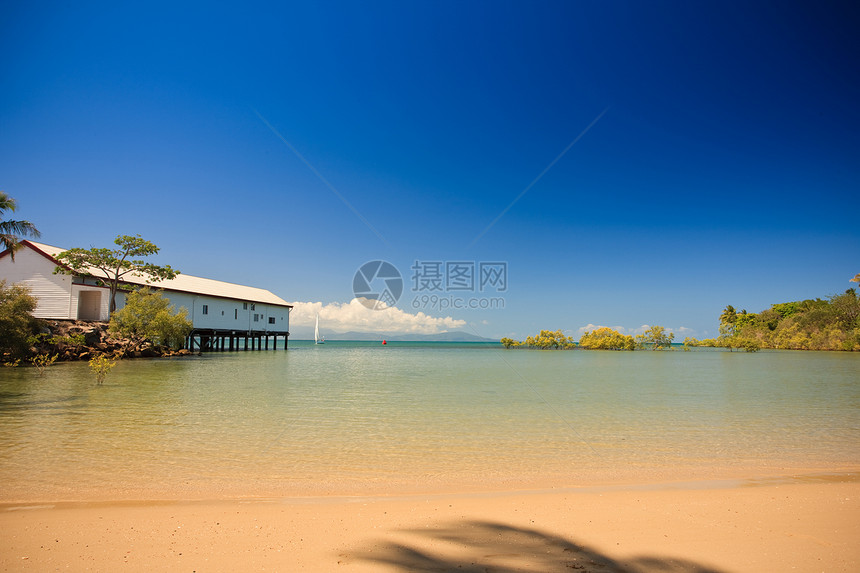 热带热带海滩和海湾图片