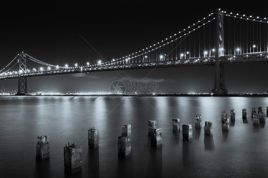 旧金山湾大桥夜深图片