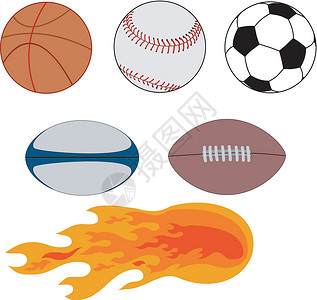 运动球足球火焰篮球棒球垒球背景图片