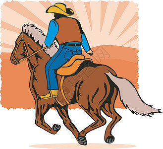 牛仔骑骑马男人插图骑术男性表演动物骑士艺术品背景图片