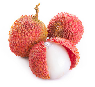 热带亚热带水果白色被隔离的新鲜液立石红色亚热带水果尖刺工作室公鸡异国叶子粉色食物背景