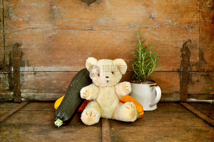 泰迪熊和蔬菜图片