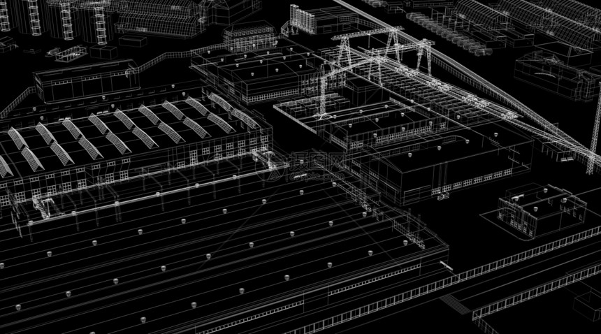 工业抽象建筑学结构街道项目城市工厂火车插图建造草图技术作坊图片