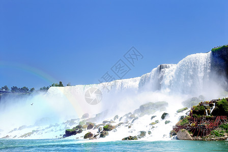 尼亚加拉瀑布旅行白色瀑布船运背景图片