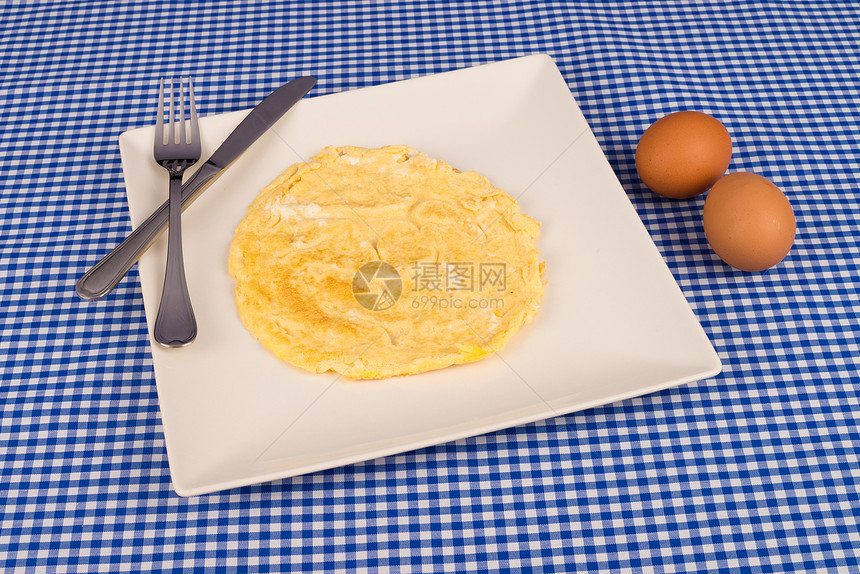 煎蛋水平桌布服务盘子吃饭图片