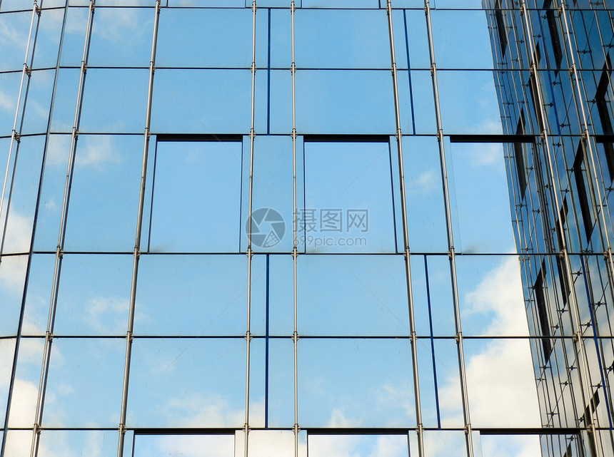 现代办公楼面天空建筑商业反射玻璃蓝色办公室房子图片