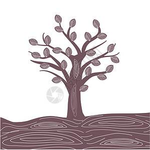 立体矢量树土地插图花园棕色横幅正方形环境绿色邀请函艺术背景图片