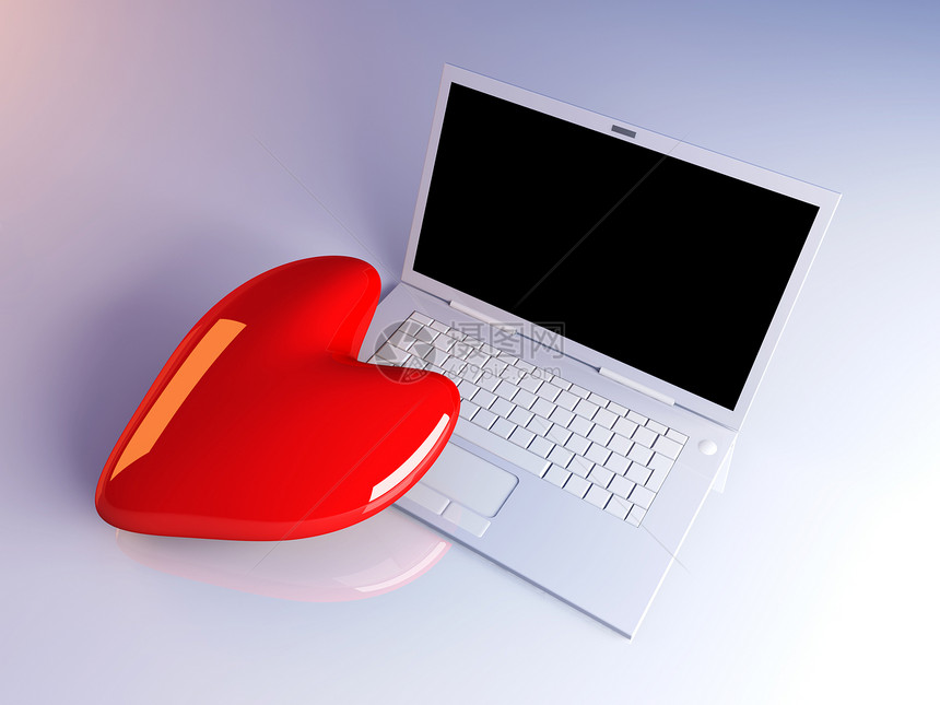 笔记本电脑在爱薄膜技术硬件键盘合伙情感伙伴约会婚姻展示图片