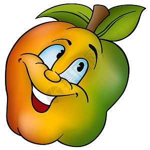 苹果微笑维生素叶子手绘食物水果插图快乐植物漫画背景图片