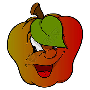 苹果快乐卡通片水果插图手绘绘画剪贴微笑植物食物背景图片