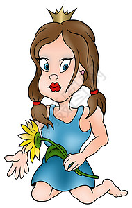 公主殿下衣服蓝色童话剪贴插图手绘绘画卡通片小姑娘裙子背景图片