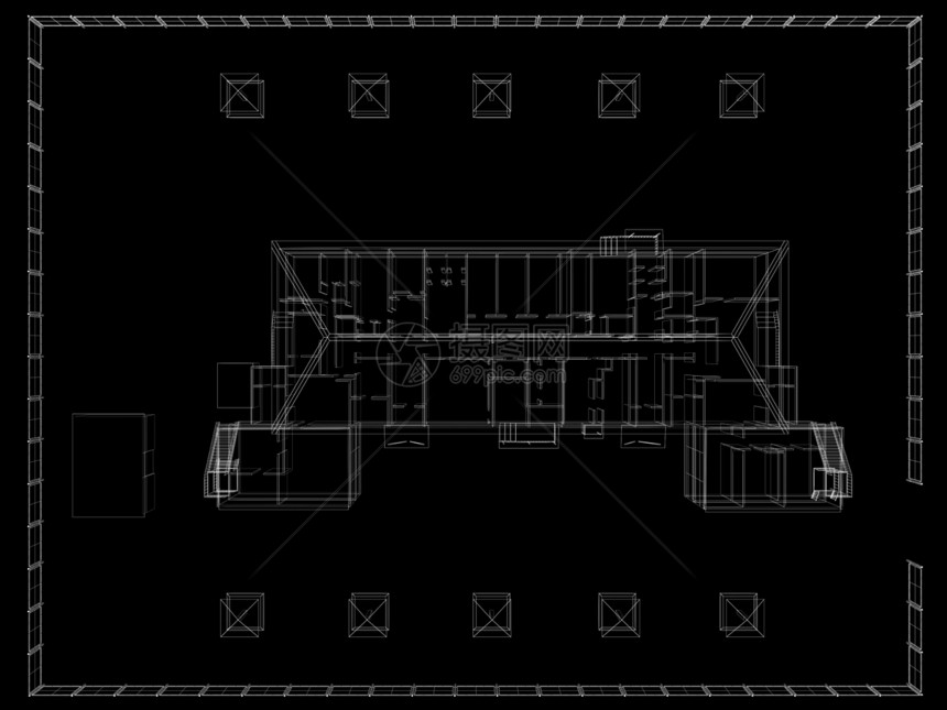 抽象陈列骨骼建筑学插图地面蓝色绘画工程建造建筑城市图片