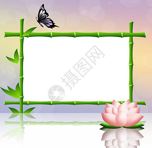 蝴蝶框素材竹竹框叶子竹子反射温泉植物皮肤治疗女士植物群福利背景
