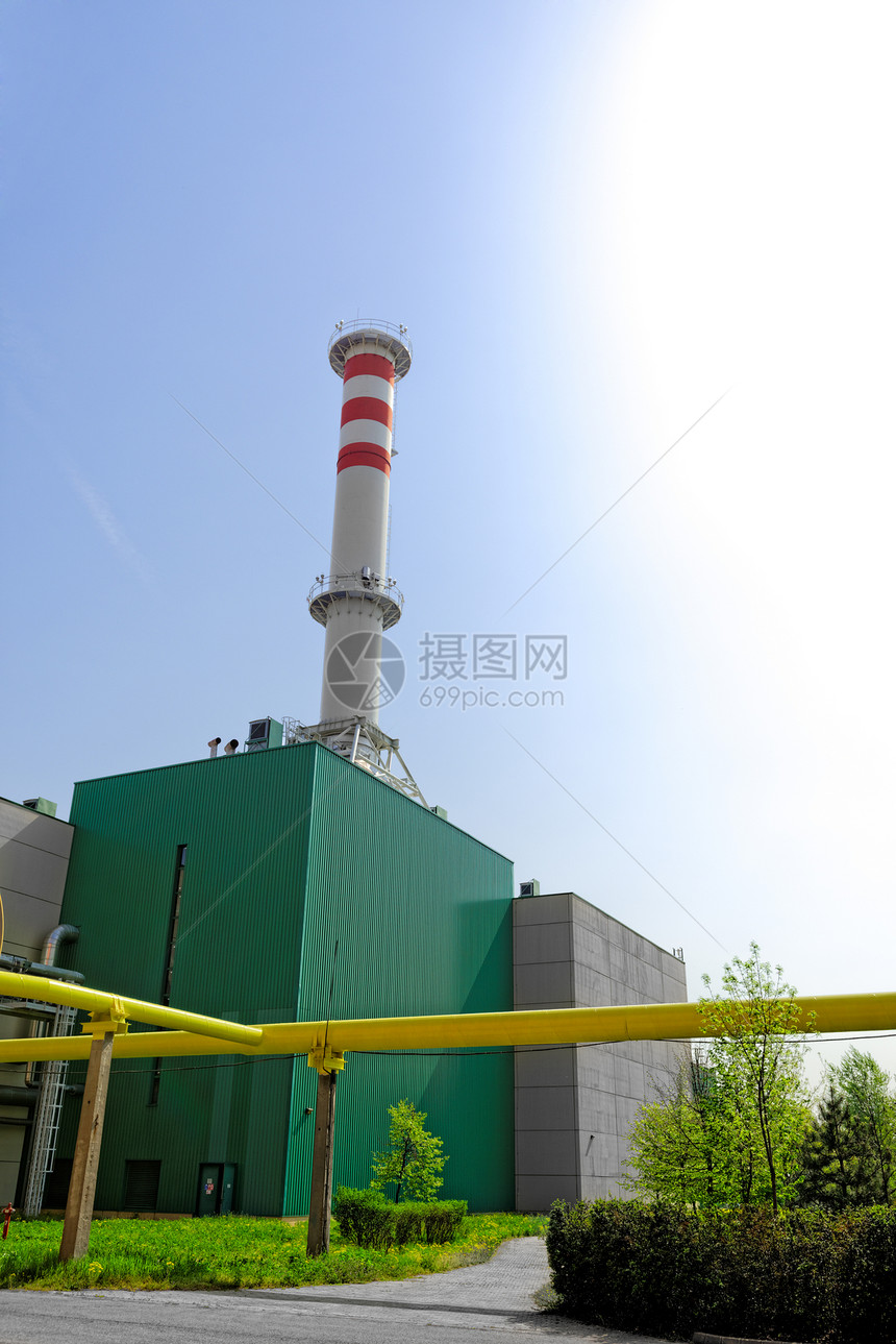 利用热电厂晒太阳燃料工厂蓝色汽油工业气体技术植物工程厂房图片